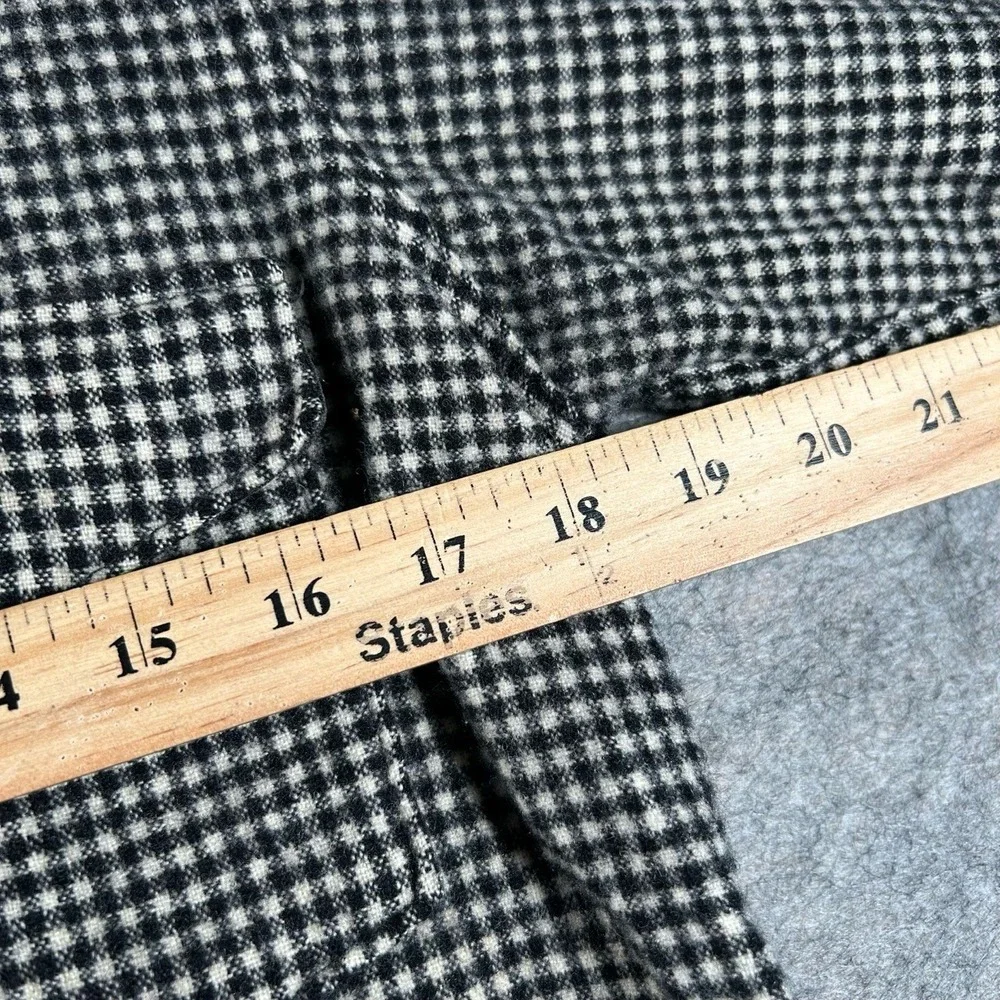 Vintage Woolrich Shirt Mens 16 Black White 1950s Checkered Long Sleeve Flannel